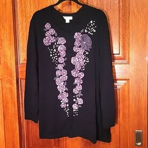 NWOT C.J. Banks Sweater Black & Grey with Pearl's size 3X